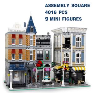 Blockerar centrum församling Square Building Bricks Model Streetview Kids Toy Birthday Christmas Gift Compatible 10255 230504