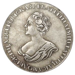 Ryska antika mynt Catherine 1725/1726 Silverpläterat kopieringsmynt (03)