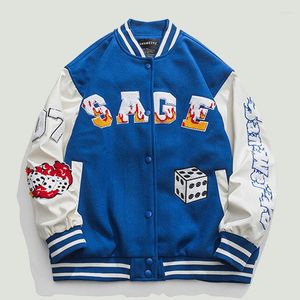 Giacche da uomo Hip Hop Varsity Baseball Mens Harajuku Patchwork Furry Lettera Ricamo Bomber Cappotti Casual con scollo a V Giacca allentata Unisex