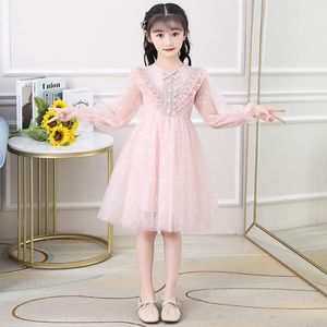 Girl Dresses Girls Dress Lace Sequined Pearls Elegant Princess Kids For Costume Children Wedding Party 4-7Yrs