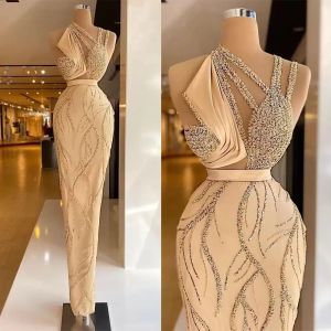 Schickes, atemberaubendes, ärmelloses Promi-Abendkleid mit geradem Neckholder, Spitzenapplikationen, bodenlang, für Partys, formelles Festzugskleid für Frauen