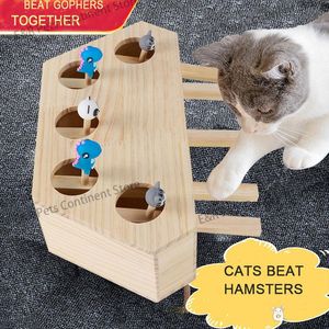 Giocattoli LISM Gatti Caccia Giocattolo Inseguimento Mouse Gattino interattivo in legno Colpito con 3/5 Criceto Cartone animato Pet Cattura morso Erba gatta Treno divertente