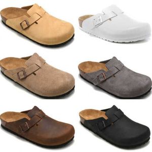 Tofflor Designer birkes toffel läder Sandaler män kvinnor rutschkana tofflor Boston Soft Footbed Clog Mocka Spänne Strap träskor Skor Utomhus Inomhus Rörelseström 50e