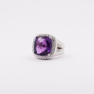 Cluster Rings 15.2 Ct Authentic Amethyst Sterling Silver Party Ring For Women