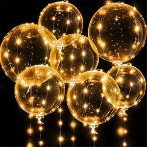 Other Event Party Supplies 10 Pack LED Light Up Bobo 20Inch Clear Helium Balloons Glow Bubble With String Lights for Christmas Wedding Birthday Decor 230504