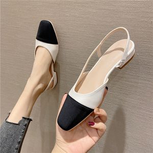 Dress Shoes Round Head Low Heel Sandals Patchwork Mary Jane Women Summer Slingback Flats Soft Sole Wild Zapatillas Mujer 230503