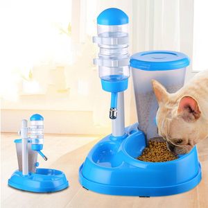 Feeding Dog Cat Feeders Water Dispenser Fountain Bottle Set Plastic Automatic Pet Feeding Drinker Water Bowl 2020 Brand E11425