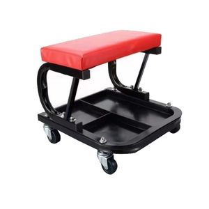 Padded Garage Work Seat With Storage Tray / Mechanics Roller workshop Stool / Utility Mechanic rolling Creeper Trolley Chair