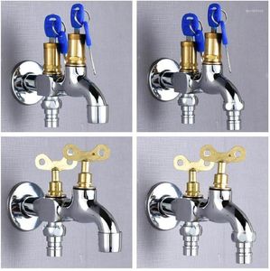 Bathroom Sink Faucets G1/2 Washing Machine Mop Pool Anti-theftFaucet Brass / Zinc Alloy Dual Use Quick Opening With Key Outdoor Double