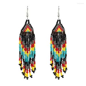 Dangle Earrings Boho Handmade Multicolor Seeds Beads Tassel Long Chandelierドロップ女性ジュエリーギフト