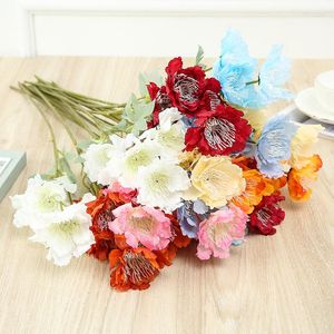 Decorative Flowers Wedding Road Leads 6 Head Snow Drift Peony High-end Bouquet Artificial Home Table Romantic Decoration Fake Floral