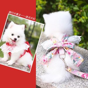 Leashes Pet Dog Skirt Clothes Bow Harness Vest Dog Collars with Breast Strap Traction Rope Princess Tutu Dress Skirt Clothing Costume