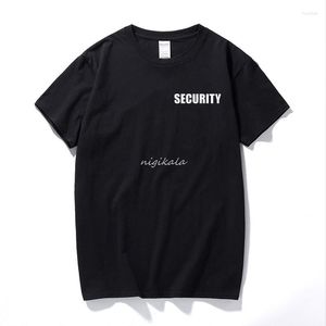 メンズTシャツセキュリティメンズTシャツイベントスタッフブラックダブルサイド最高品質カジュアルショートスリーブメン