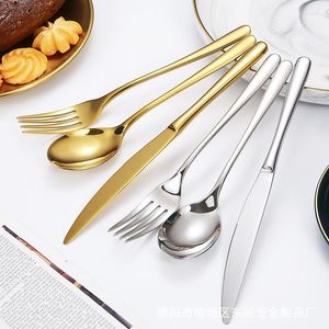 Dinnerware Sets High Quality 304 Stainless Steel Tableware Thickened Handle Knife Fork Spoon Mirror Polished Utensils For Kitchen