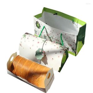 Present Wrap One Set Cake Roll Packaging Bag Sakura Story Mousse Box Biscuit Chocolate Dessert för Bakery Paper Festival