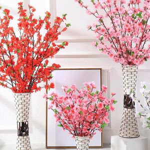 Decorative Flowers 65cm Artificial Flower Cherry Blossom Branch Peach Wedding Decoration Fake Home