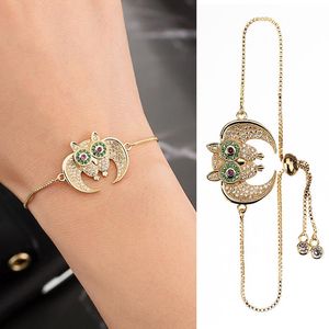 Pulseras de eslabones, cadena para mujer, pulsera de aleación con incrustaciones de diamantes de imitación, brazalete ajustable con forma de pájaro CX17