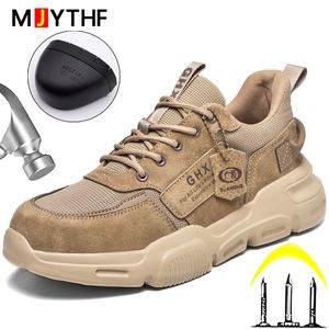 Отсуть обувь работоспособность защитные стальные носки антипункции неразрушимые мужчины сапоги сапоги с помощью стельки кроссовки Antismash Sneakers Protective 230503