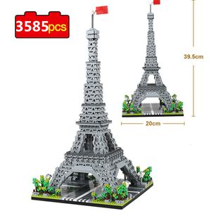 Block 3585 st World Architecture Model Building Paris Eiffel Tower Diamond Micro Construction Bricks Diy Toys for Children Gift 230504