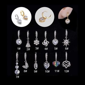 Girl Butterfly Flower Love Zircon Earrings Fashion And Popular Puncture Huggie Hoop Ear Bone Earring Single Retro High-Quality CZ Stone For Men And Women Jewelry