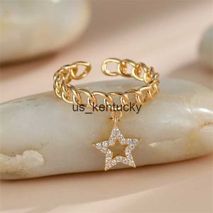 Band Rings Girls Dainty Small Star Dangle Rings For Women Weands Wea Wething Color Color Zircon Cross Ring Engagement Party Jóias de dedos