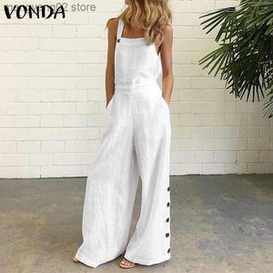 Kobiety Jumpsuits Rompers Summer Party Women Office Offices Seksowne kółko kółek bez rękawów Playsuits Vonda Casual Wide Leg Pants S- T230504