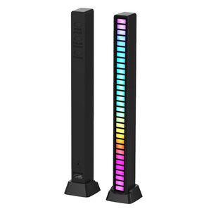 Night Lights 32led RGB Light Bar Voice Control Synchronous Led Music Rhythm Type-C USB Charge TV Game Backlight Car Desktop Ambient Lamp HZ0001