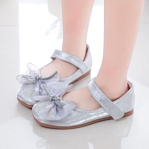 Flat Shoes 2023 Leather Children Girls Fashion Kids Spring And Summer Princess Rubber Sole