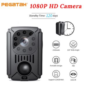 IP -kameror Mini Body PIR Video Camera Back Clip Pography DV Smart Camera HD 1080p Recorder Body Motion Activated Small Nanny Cam for Car 230504