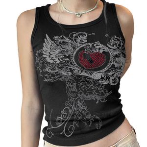 Tanques femininos Camis Senhoras finas Camisola Mulheres Tops Roupos de verão 2023 Girls Plant Creative redonda de colarinho sem mangas camisa 230504