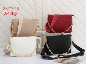 brand Designer embossed purses chains shoulder crossbody tote Bag bags women PU handbags 3 layers 7344