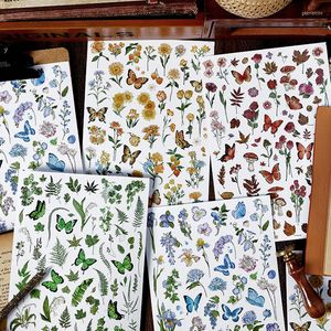 Gift Wrap Retro Rub On Transfer Stickers For Scrapbooking Aesthetic Calligraphy Plant Flower Butterfly Fabric Card Junk Journal Decoration