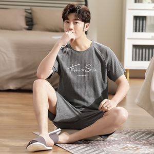 Mäns sömnkläder Pullover Short Sleeve Pants Pyjama A Set 6535 Cotton Summer Boy Man Jammies O-Heck Home Casual Sleepwear Nightwear Pyjamas HDE 230505