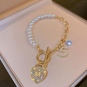 Bangle Fashionable Style Personality T Button Pearl Diamond Incrusted Temperament Design Smycken Floral Necklace For Prom