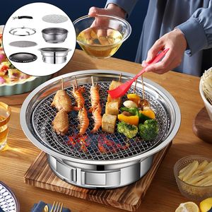 BBQ Tools Accessories Korean Charcoal Barbecue Grill Household Korean BBQ Grill Non-stick for Home Kitchen Outdoor Garden Barbecue Stove 230504