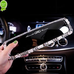 New Crystal Car Interior Rearview Mirror Decorative Flower Pattern Bling Rhinestone Decorative Cover Car Accessories for Girls Woman