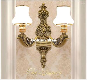 Wall Lamp Retro Bronze Color Luxury Zinc Alloy Crystal Sconces Bedroom Bedside Lamps Aisle Home Decoration