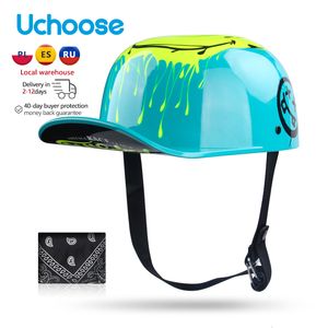 Hełmy łyżwy dla dorosłych otwarte twarz Summer Retro Motorcycle Vintage Half Helmet Baseball Cap Helmets Children Motocross Men Kobiety 230505