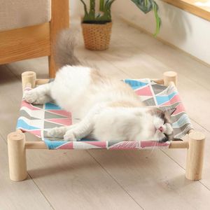 Mats Elevated Cat Bed House Universal Removable Breathable Pet Hammocks Bed Small Cats Dogs Durable Wood Canvas Pet Supplies