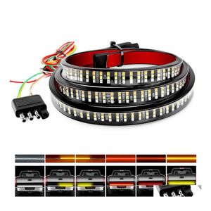 Car Tail Lights Truck Tailgate Bar 60 Triple Row 504 Led Strip With Red Brake White Reverse Sequential Amber Turning Signals Strobe Dhcpo