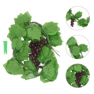 Decorative Flowers 12 Pcs Green Garland Fake Greenery Grape Vines Hawaiian Leis Lifelike Leaves Artificial Faux Hanging Decorations