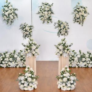 Fiori decorativi All'aperto Fiore artificiale bianco Ball Wedding Background Disposizione Road Leading Wall Hanging Row Decoration