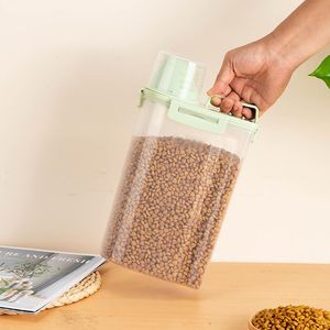 Tigela de alimentação para cães, caixa de comida para cães, balde alimentador de gatos, recipiente de alimentação para animais de estimação, barril de armazenamento de alimentos, copo de medição de grande capacidade, barril selado de arroz