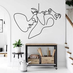 Papéis de parede Casal homens e mulheres listras abstrato vinil adesivos de parede amantes Minimalista estilo moderno quarto art déco