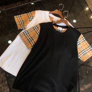 T-shirt da uomo T-shirt da uomo Designer Luxury plaid patchwork girocollo top sciolto per abbigliamento casual in cotone solido da donna Abbigliamento Abbigliamento