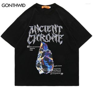 Men's T Shirts Hip Hop Oversized Tshirt Streetwear Y2K Graphic Letter Print Punk Gothic Rock T-Shirt 2023 Fashion Summer Casual Loose Tee