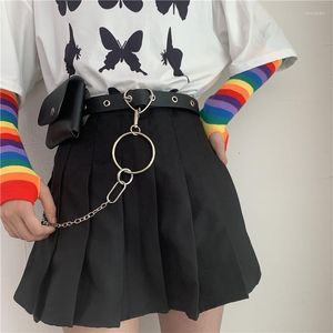 Kemerler Kadın Kemeri Küçük Fanny Pack Punk Stil Koreli Kot Moda Zinciri Süsleme Pu Sahte Deri