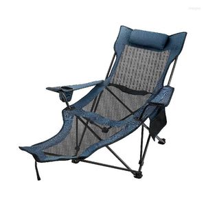 Camp Furniture Outdoor Folding Chair Backrest With Footrest Portable Bed Nap For Camping Fishing Foldable Beach Lounge