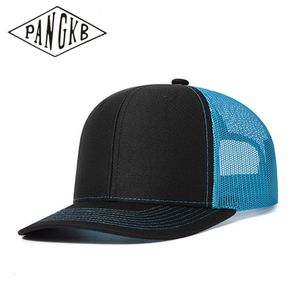 Ball Caps PANGKB Brand Blank Black Cap high quality blue mesh breathable sports hat adult <strong>mountain climbing</strong> running trucker cap 230504