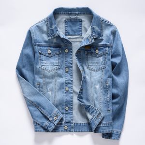 Jaquetas masculinas 3 cores estilo clássico vintage azul denim jaqueta primavera e outono estiramento algodão casual jeans casaco masculino roupas de marca 230505